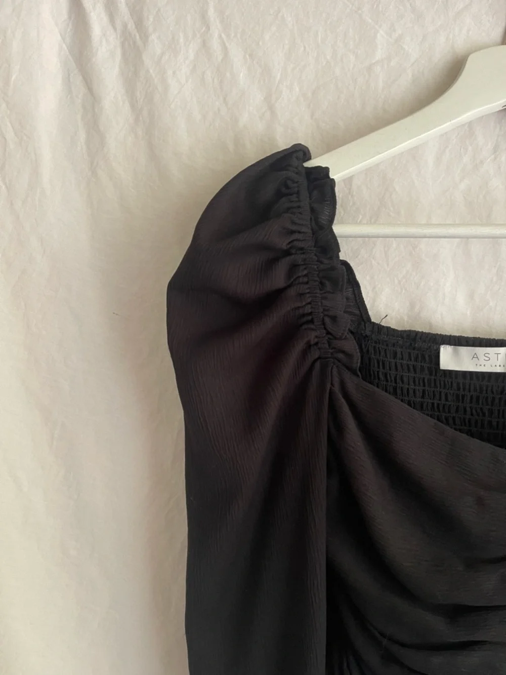 Astr Black Square-Neck Puff Sleeve Top Romantic chic coquette minimalist Size XS